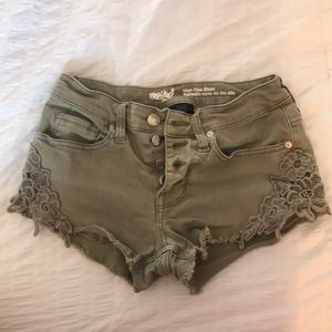 Army green high rise shorts